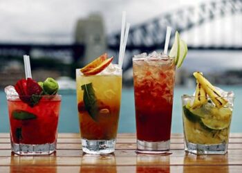 Poached Apple and Strawberry Caipiroska, Caramelized Peach Mojito, World heritage Cocktail and the Chargrilled Pineapple with Brulee Lime Cocktail.